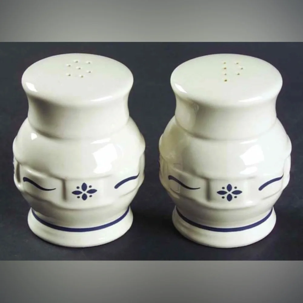 Longaberger Woven Traditions Classic Blue Cottagecore Salt & Pepper Shakers